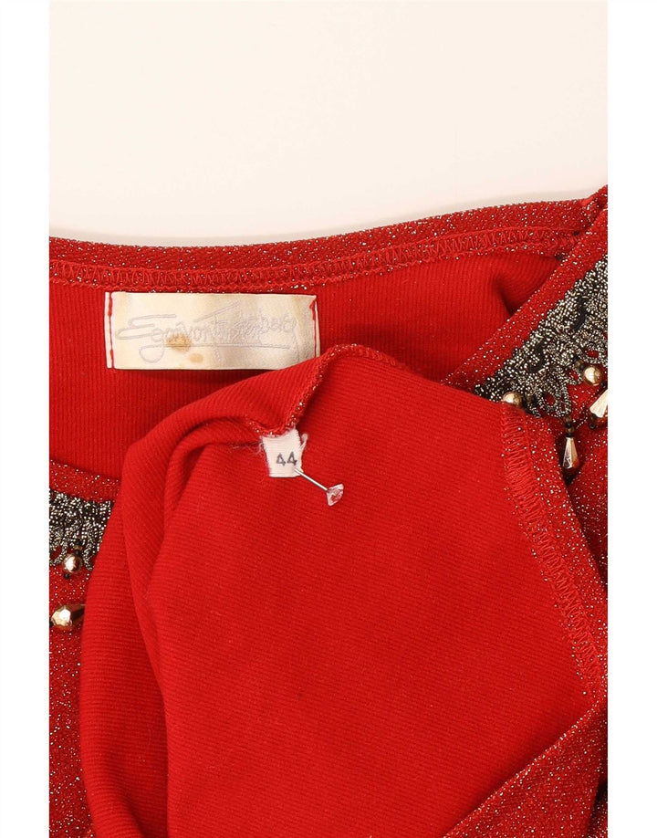 Vintage langærmet bodysuit til kvinder IT 44 Medium Rød
