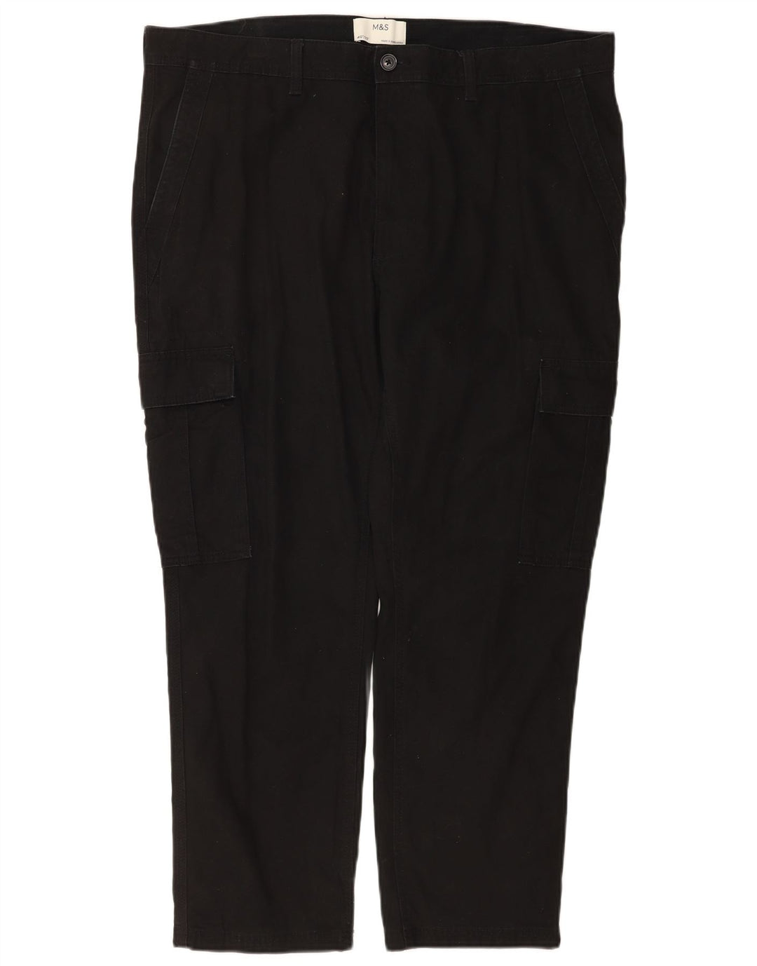 Marks & Spencer Herre Slim Cargo Bukser W40 L29 Sort Bomuld