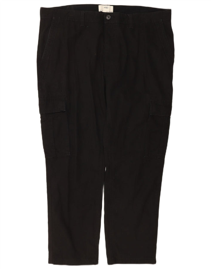 Marks & Spencer Herre Slim Cargo Bukser W40 L29 Sort Bomuld