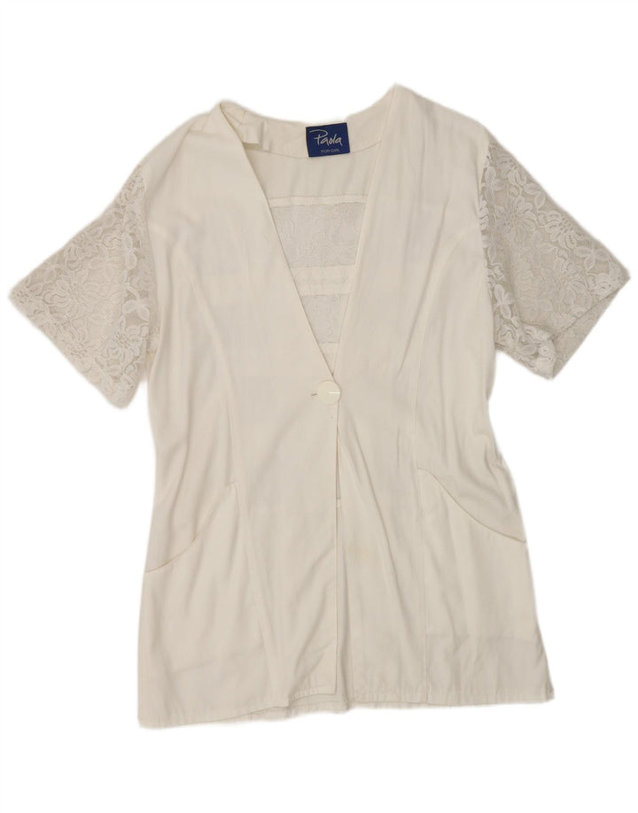 Paola Dame 1 knap kortærmet blazerjakke UK 12 Medium White Floral