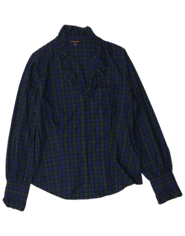 Brooks Brothers Dameskjortebluse US 12 Large Navyblå Plaid Bomuld
