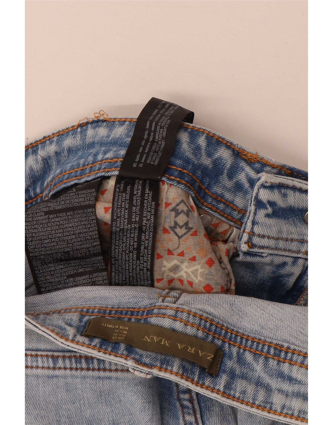 Zara Herre Distressed Slim Jeans EU 40 Medium W31 L26 Blå Bomuld