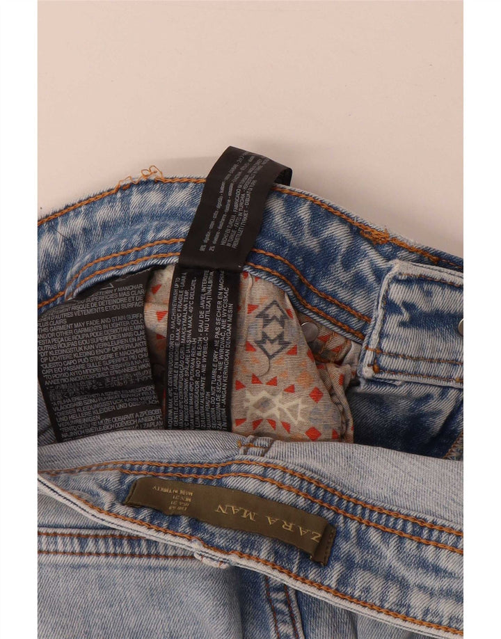 Zara Herre Distressed Slim Jeans EU 40 Medium W31 L26 Blå Bomuld