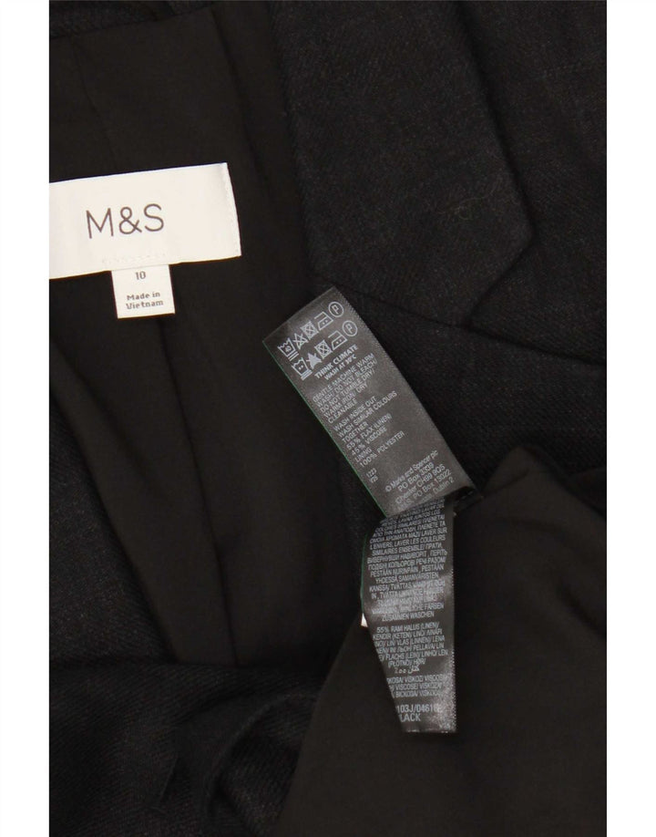 Marks & Spencer Dame 1-knap Blazer Jacket UK 10 Small Black Linen