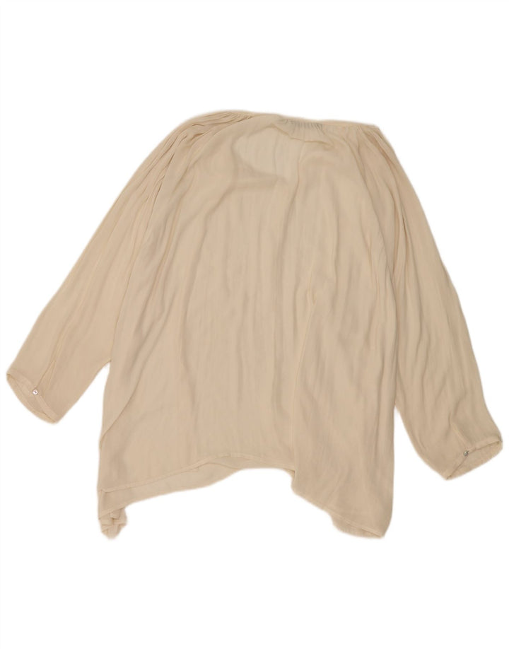 Zara Dame Langærmet Oversized Bluse Top UK 16 Large Off White