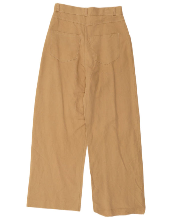 Zara kvinders højtaljede brede benbukser XS W24 L25 Beige hør