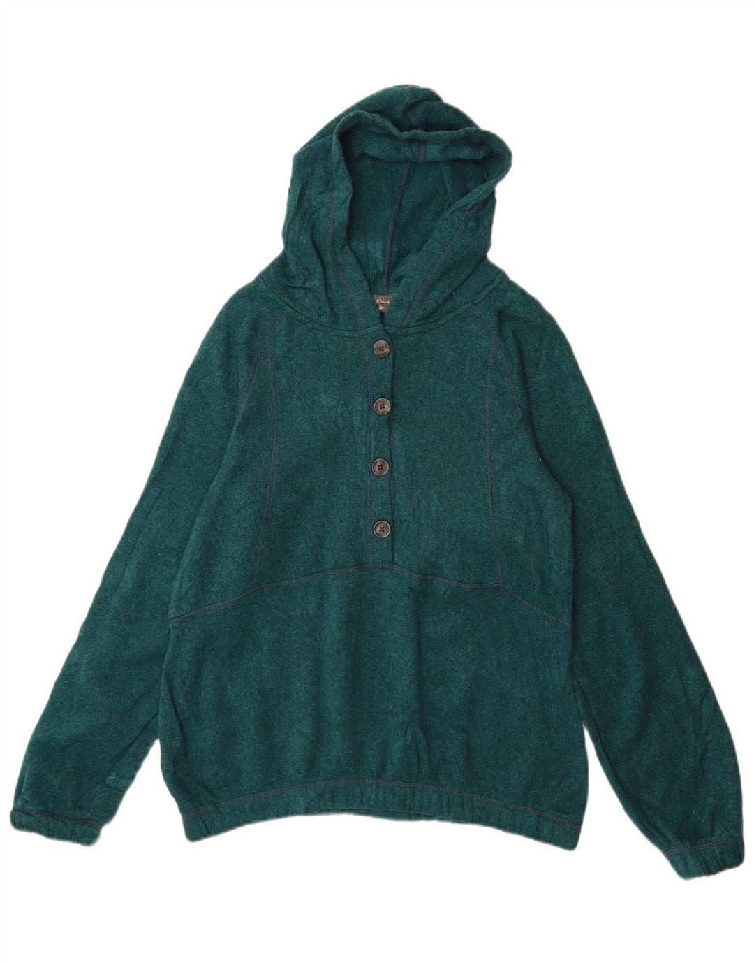 Eddie Bauer Dame Button Neck Jumper Sweater UK 14 Medium Green Polyester