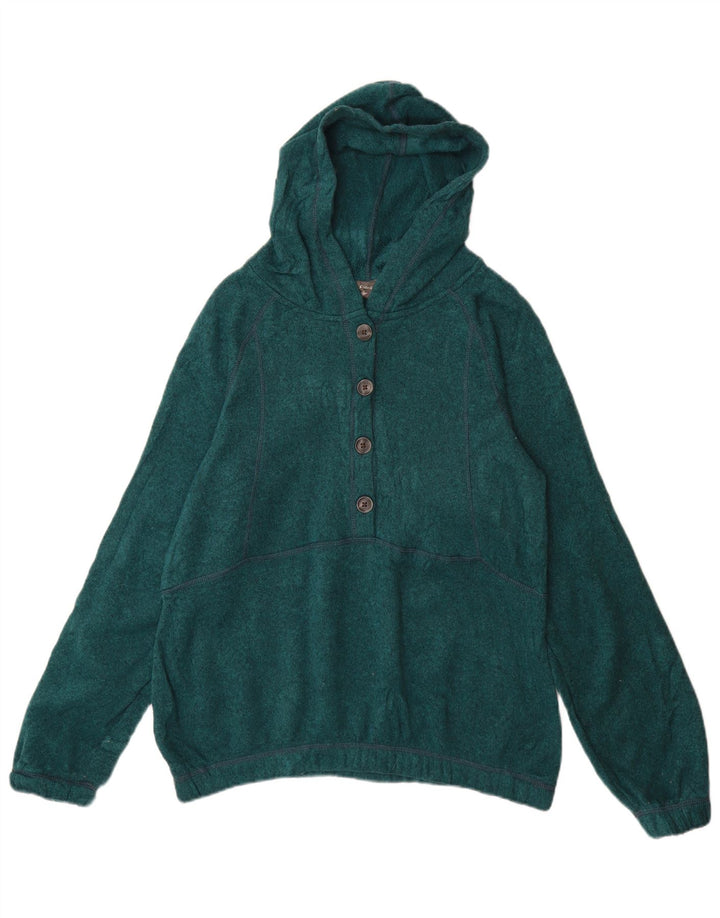 Eddie Bauer Dame Button Neck Jumper Sweater UK 14 Medium Green Polyester