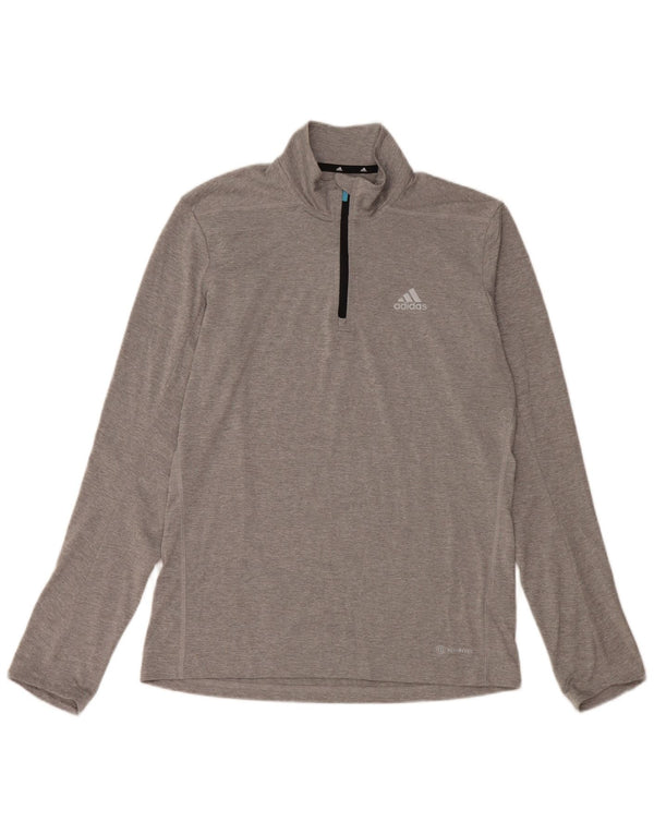 Adidas Herre Aeroready Zip Neck Top Langærmet lille grå polyester