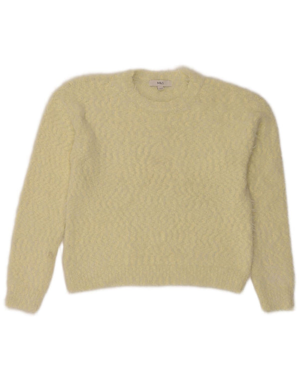 Marks & Spencer Womens Crew Neck Jumper Sweater UK 12 Medium Yellow Flecked