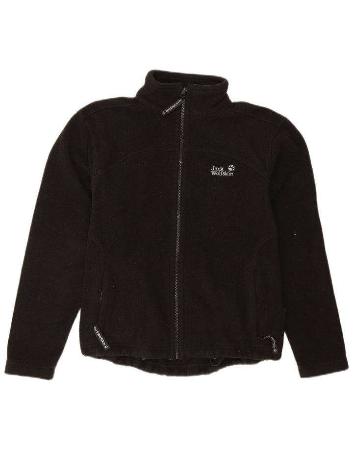 JACK WOLFSKIN Womens Graphic Fleece Jacket UK 14/16 Large Black Polyester