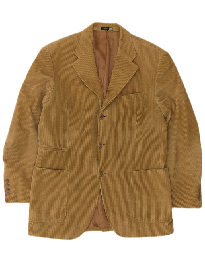 Paoloni Herre 3-knaps Corduroy Blazer Jacket IT 50 Stor Beige Bomuld