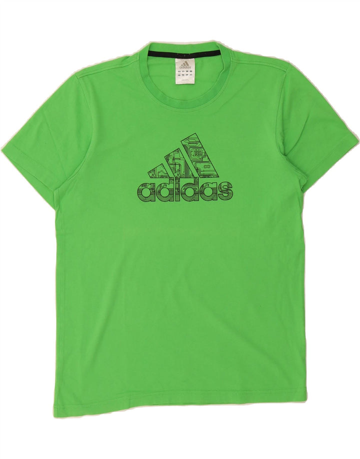 ADIDAS Mens Graphic T-Shirt Top UK 38/40 Medium Green Vintage Adidas and Second-Hand Adidas from Messina Hembry 