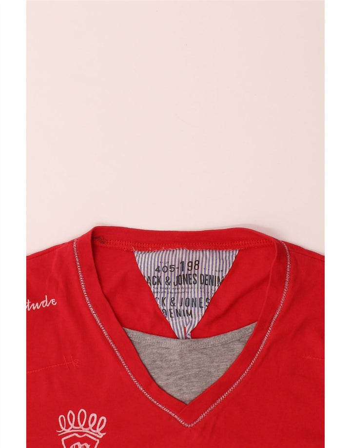 JACK & JONES Mens Graphic T-Shirt Top Large Red Vintage Jack & Jones and Second-Hand Jack & Jones from Messina Hembry 