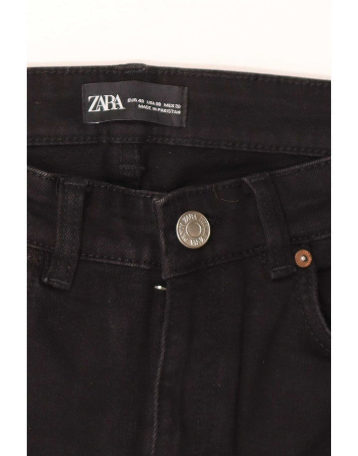 Zara Dame Crop Bootcut Jeans EU 40 Medium W30 L25 Sort