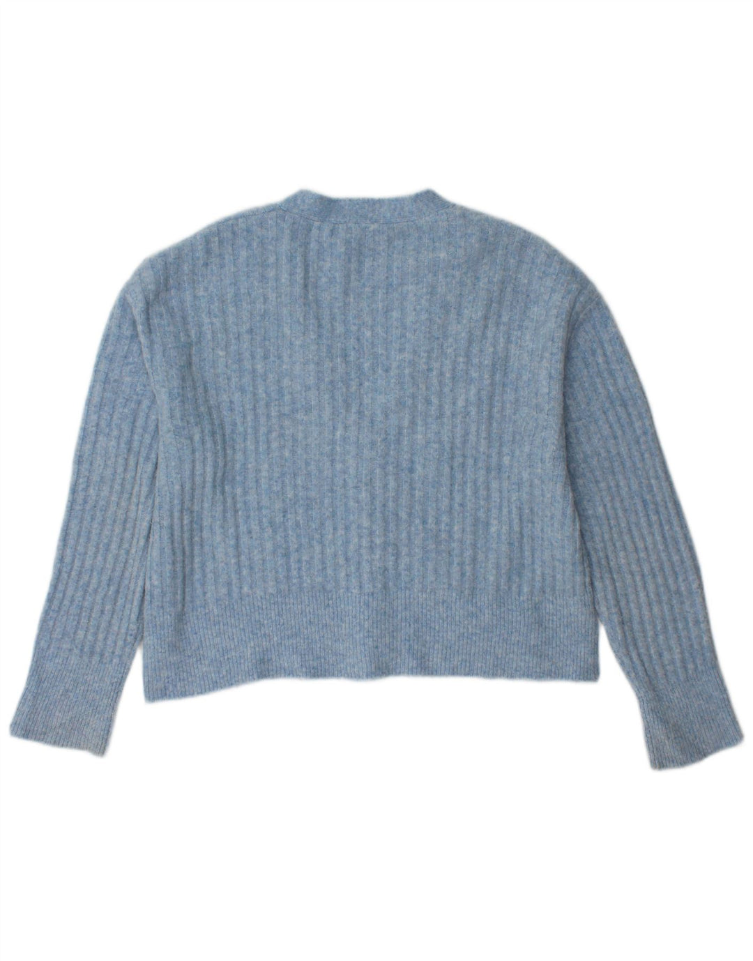 ZARA Womens Oversized Crop Cardigan Sweater UK 10 Small Blue Flecked