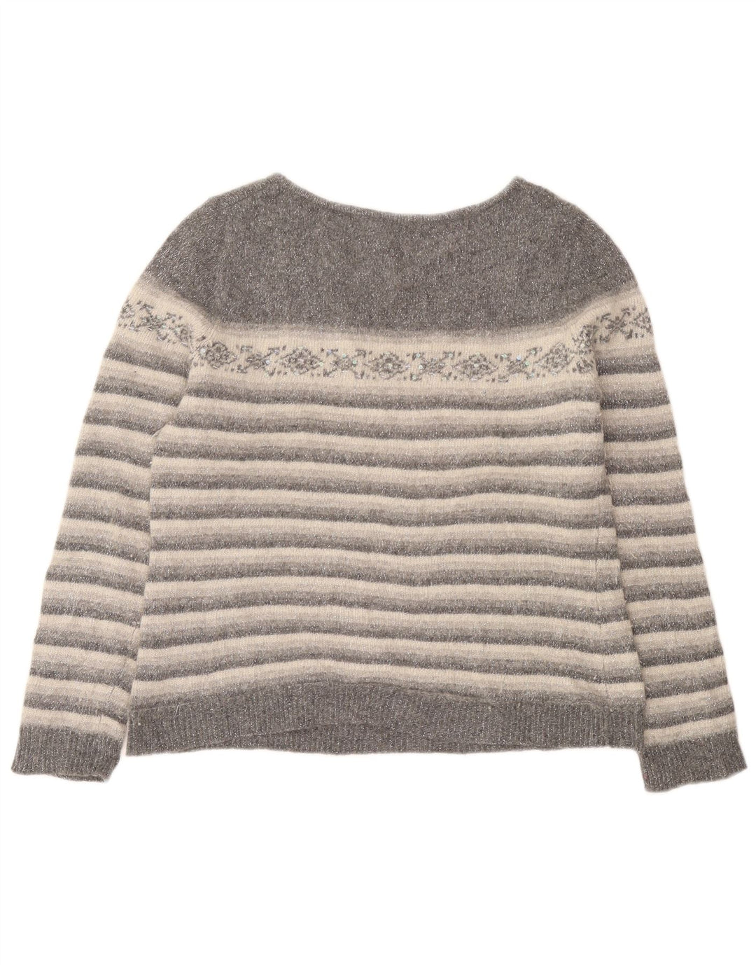 Phase Eight Dame Boat Neck Jumper Sweater UK 14 Stor Gråstribet