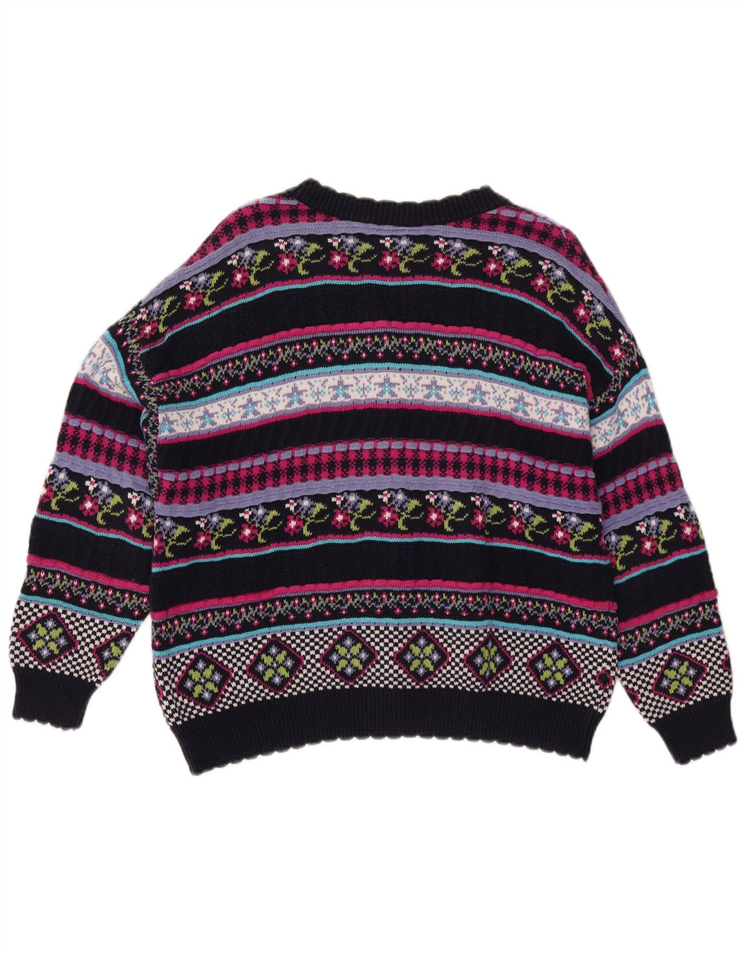 Stefanel Dame Cardigan Sweater UK 12 Medium Flerfarvet Geometrisk
