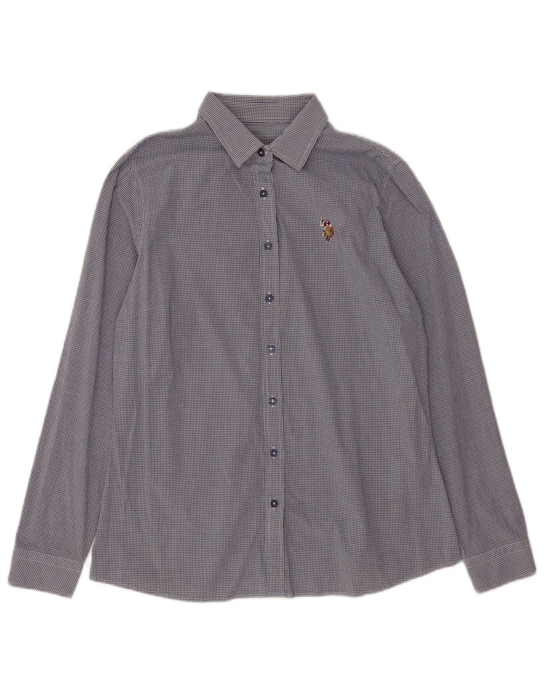 U.S. Polo Assn. Dameskjorte EU 38 Medium Navy Blue Gingham Cotton