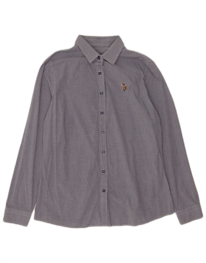U.S. Polo Assn. Dameskjorte EU 38 Medium Navy Blue Gingham Cotton