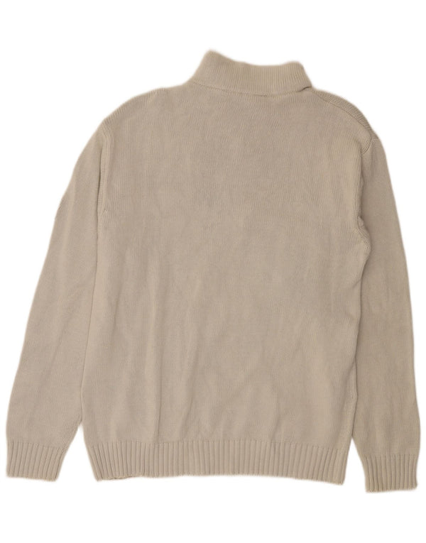 Murphy & Nye Herre Zip Neck Jumper Sweater Medium Beige Bomuld