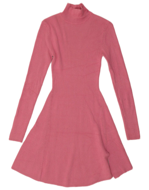 Zara Dame Jumper Dress UK 8 Small Pink Viscose