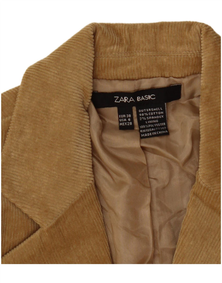 ZARA Dame 2-knaps corduroy blazerjakke EU 38 Lille brun bomuld