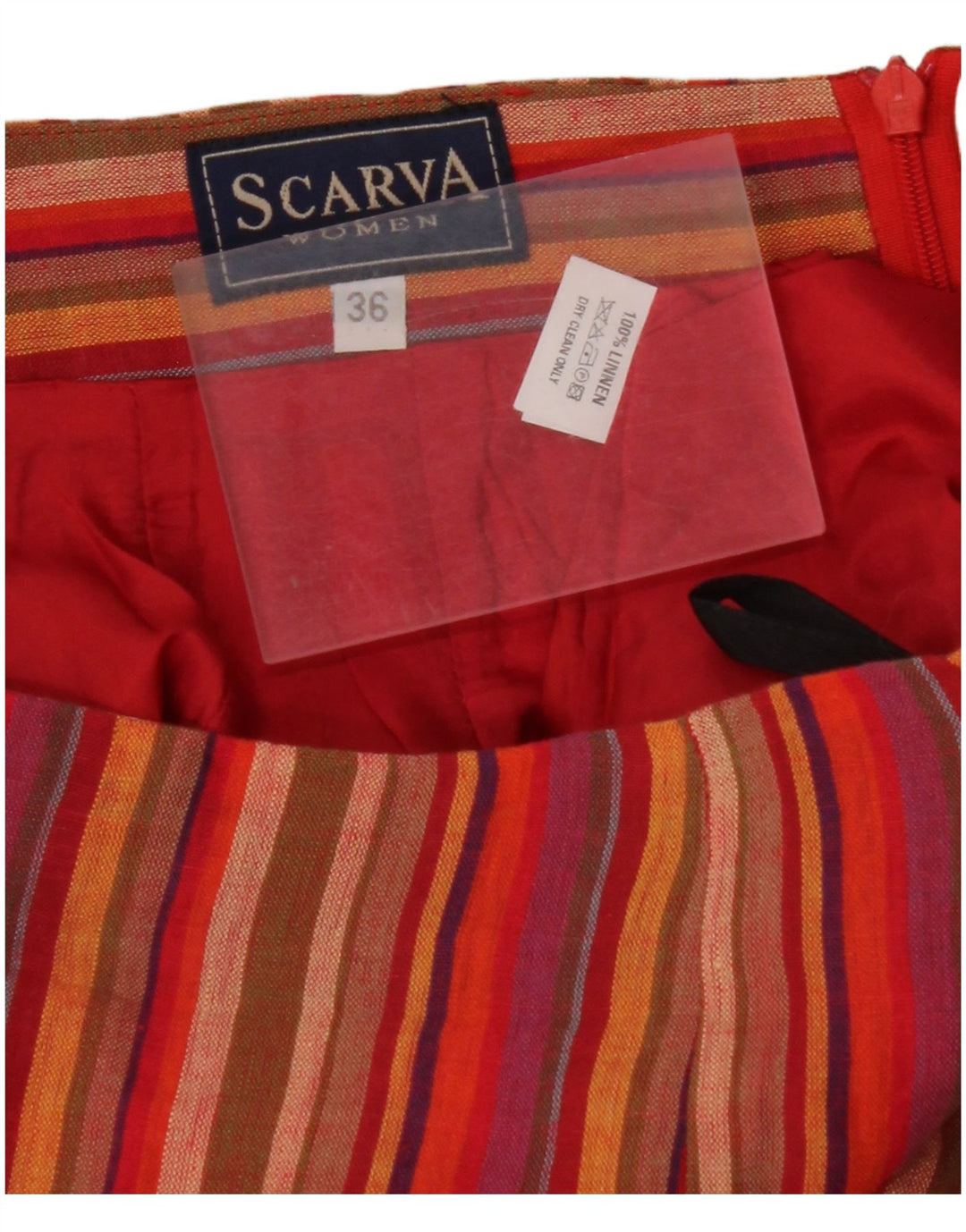 SCARVA Womens Wrap Maxi Skirt EU 36 Small W26 Rødstribet hør