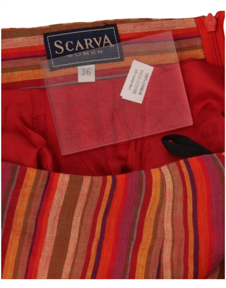 SCARVA Womens Wrap Maxi Skirt EU 36 Small W26 Rødstribet hør