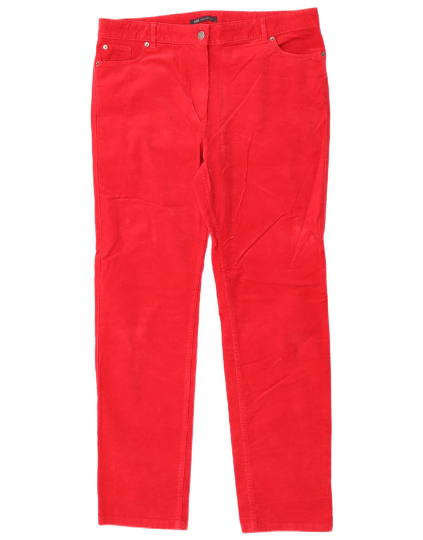 Marks & Spencer Womens Slim Corduroy Trousers UK 16 Large W34 L31 Red