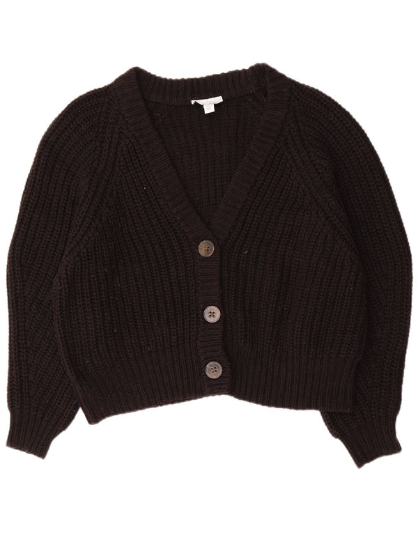 Topshop Womens Crop Oversized cardigan sweater UK 14 Medium Black Acryl