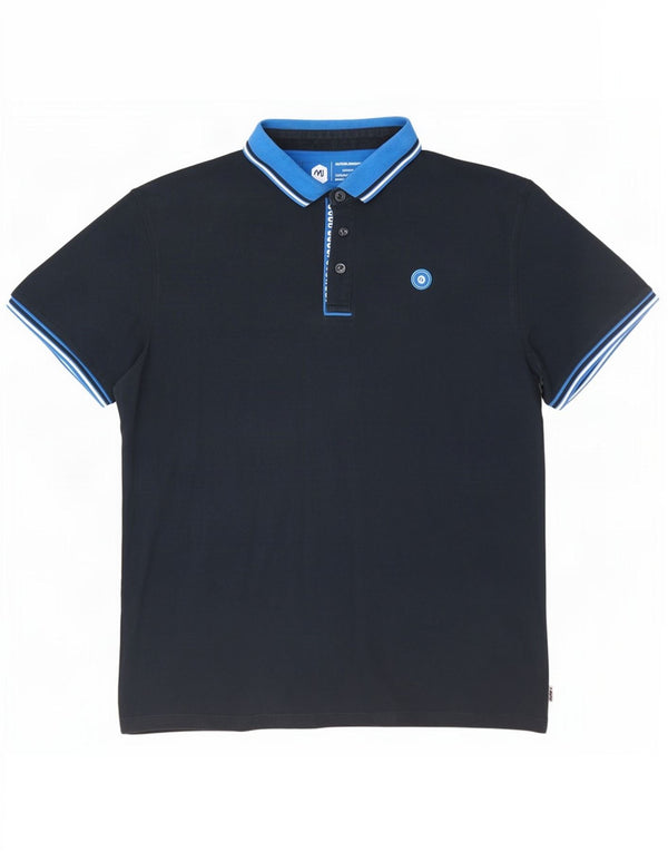 Jack & Jones Rugby poloshirt til mænd 2XL marineblå stribet bomuld