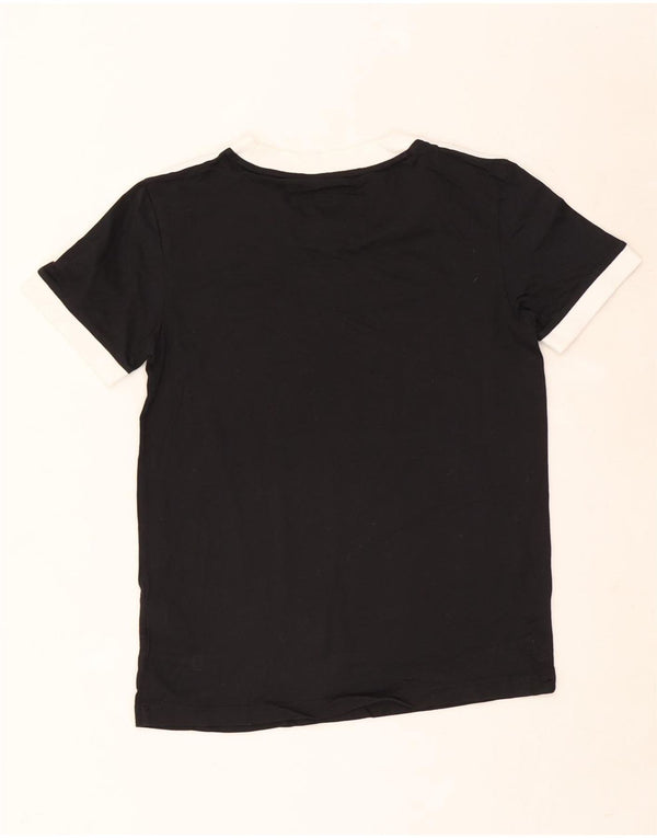 Adidas Dame T-Shirt Top UK 6 XS Sort Colourblock Bomuld