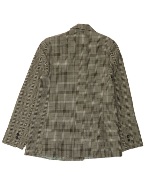 Topshop Dame Høj Dobbeltradet Blazer Jacket UK 12 Medium Green Check