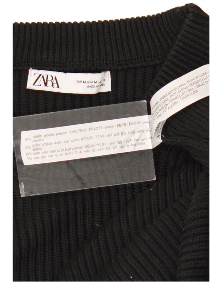 Zara Herre Crew Neck Jumper Sweater Medium Sort Polyester