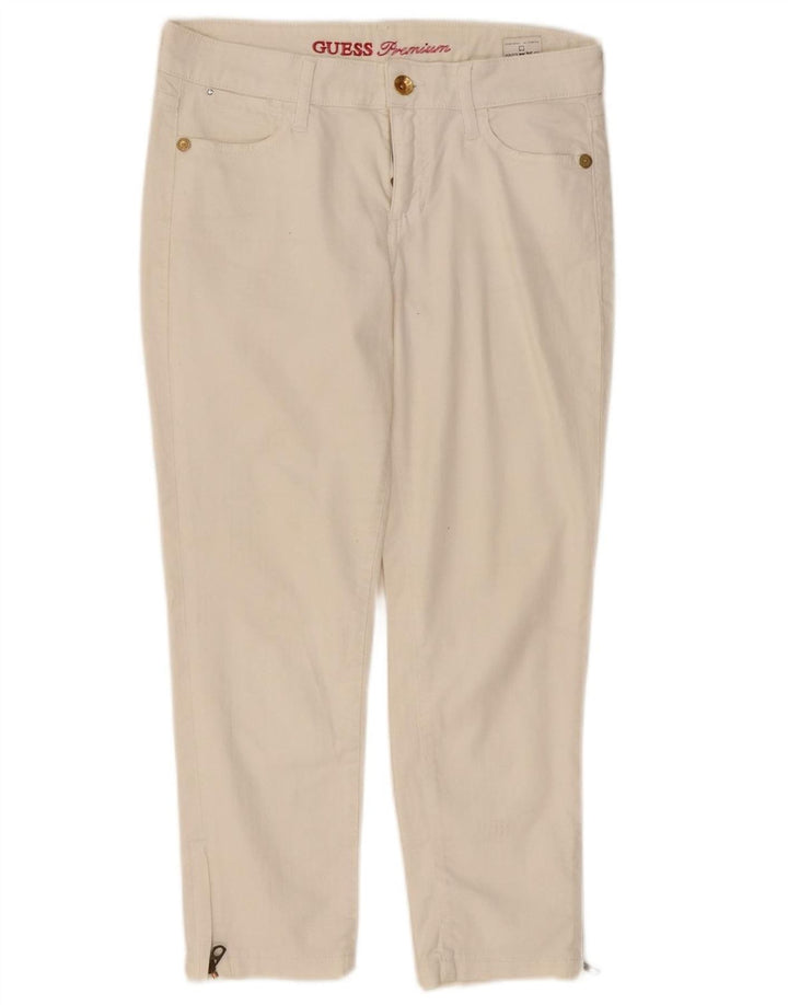 GUESS Womens Slim Cropped Trousers W31 L24 Off White Cotton