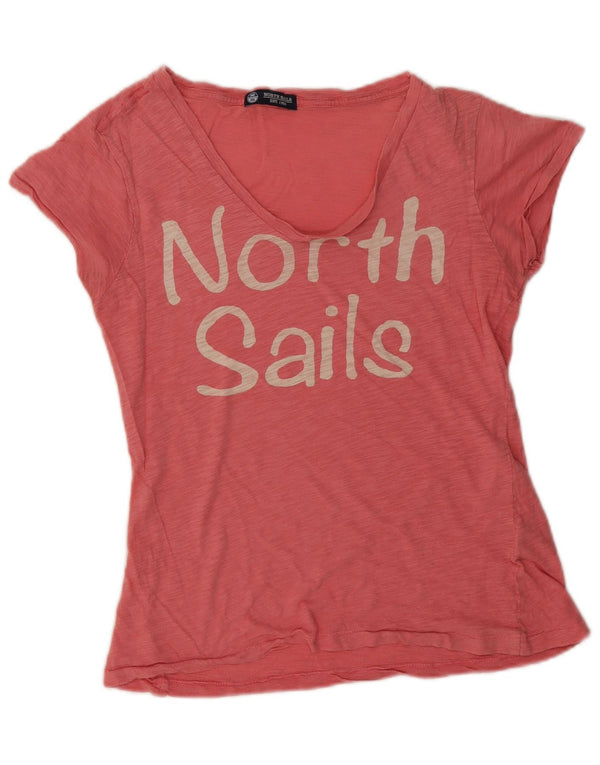 North Sails Dame Grafisk T-Shirt Top UK 14 Medium Pink Flecked