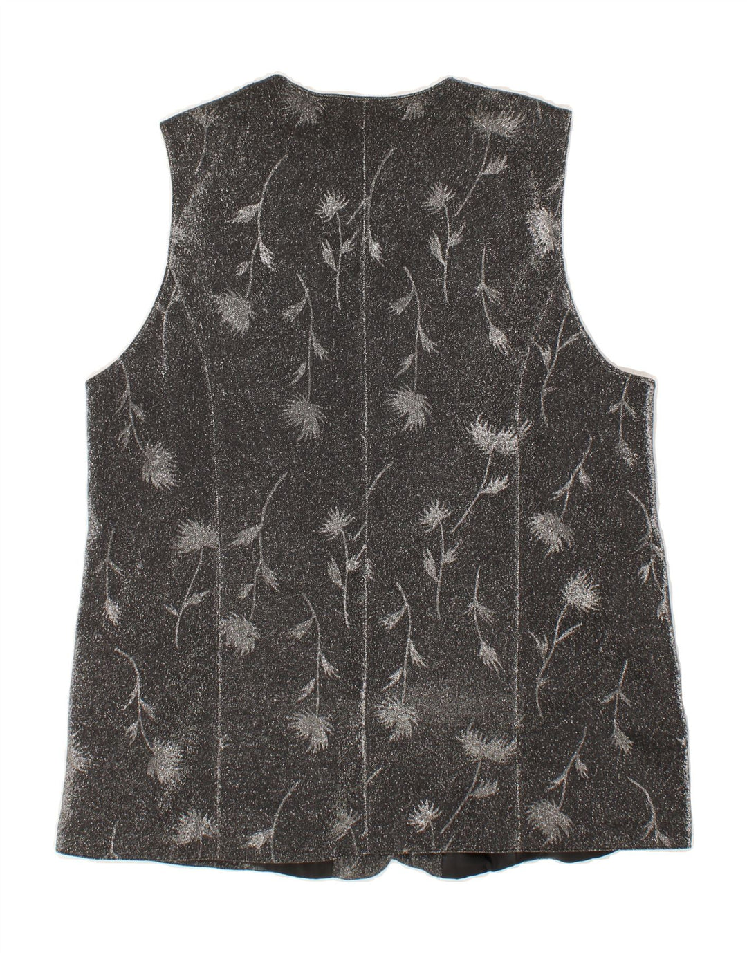 VINTAGE Womens Gilet UK 14 Large Grey Floral Vintage Vintage and Second-Hand Vintage from Messina Hembry 
