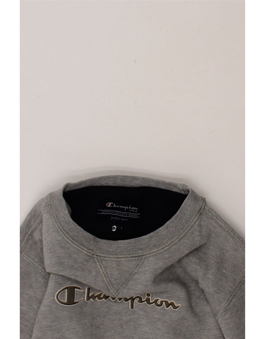 CHAMPION Boys Graphic Sweatshirt Jumper 5-6 Years Grey Cotton Vintage Champion and Second-Hand Champion from Messina Hembry 
