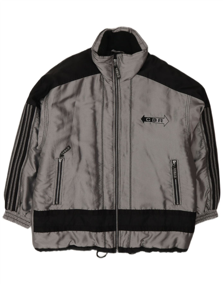 Vintage Herre Windbreaker Jacket UK 40 Large Silver Colourblock Polyester