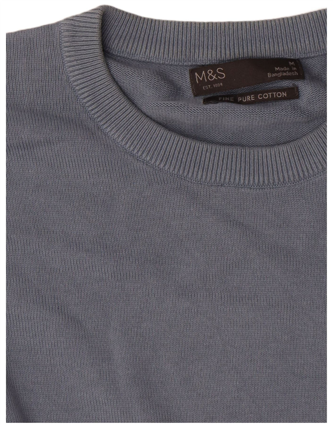 Marks & Spencer Herre sweater med rund hals, mellemblå bomuld