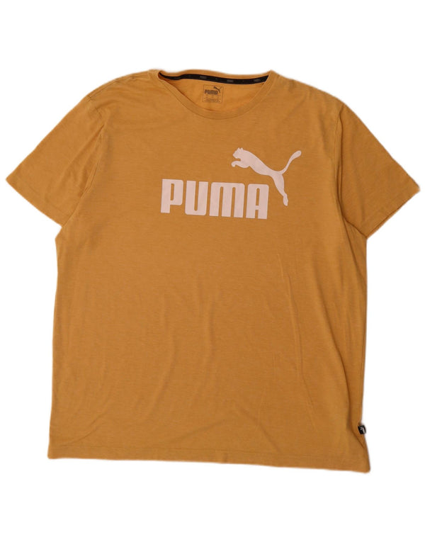 Puma Herre Grafisk T-Shirt Top 2XL Gul Flecked Polyester