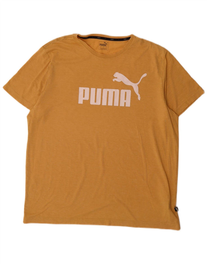 Puma Herre Grafisk T-Shirt Top 2XL Gul Flecked Polyester