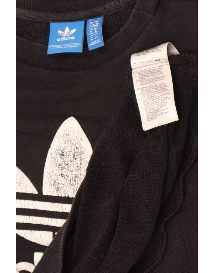 Adidas Graphic Sweatshirt Jumper UK 10 Small Black Bomuld