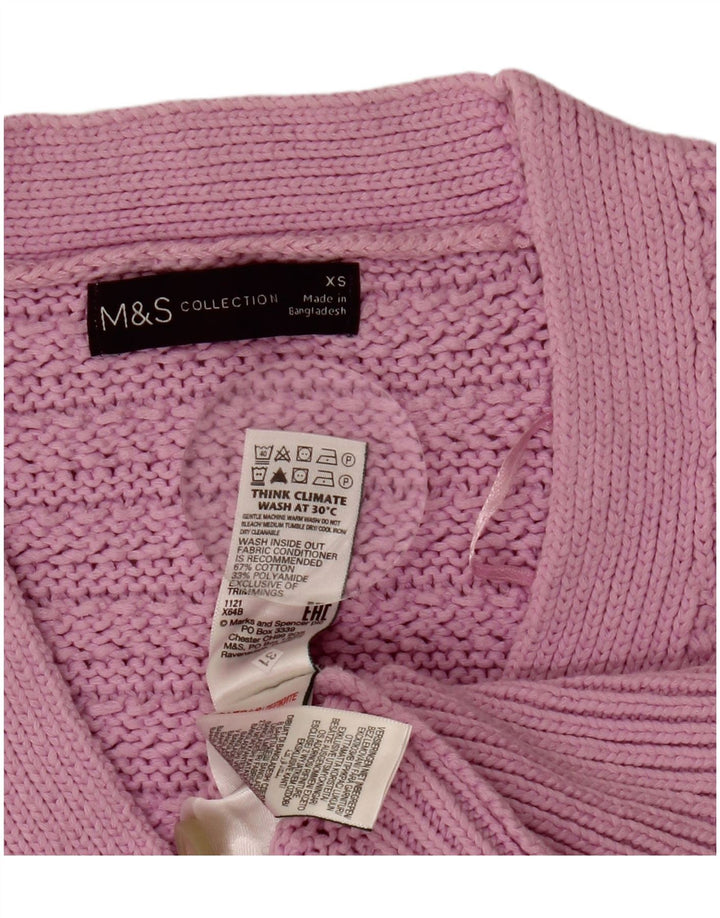 MARKS & SPENCER Womens Crop Oversized cardigantrøje UK 6 XS Lilla