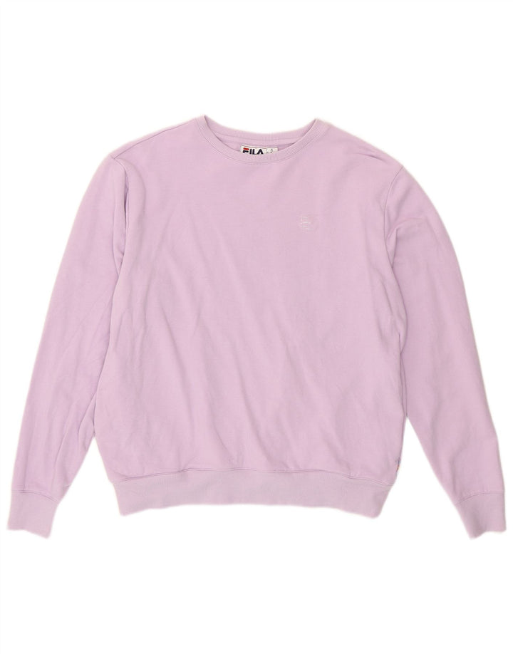Fila Dame Sweatshirt Jumper UK 14 Medium Lilla Bomuld