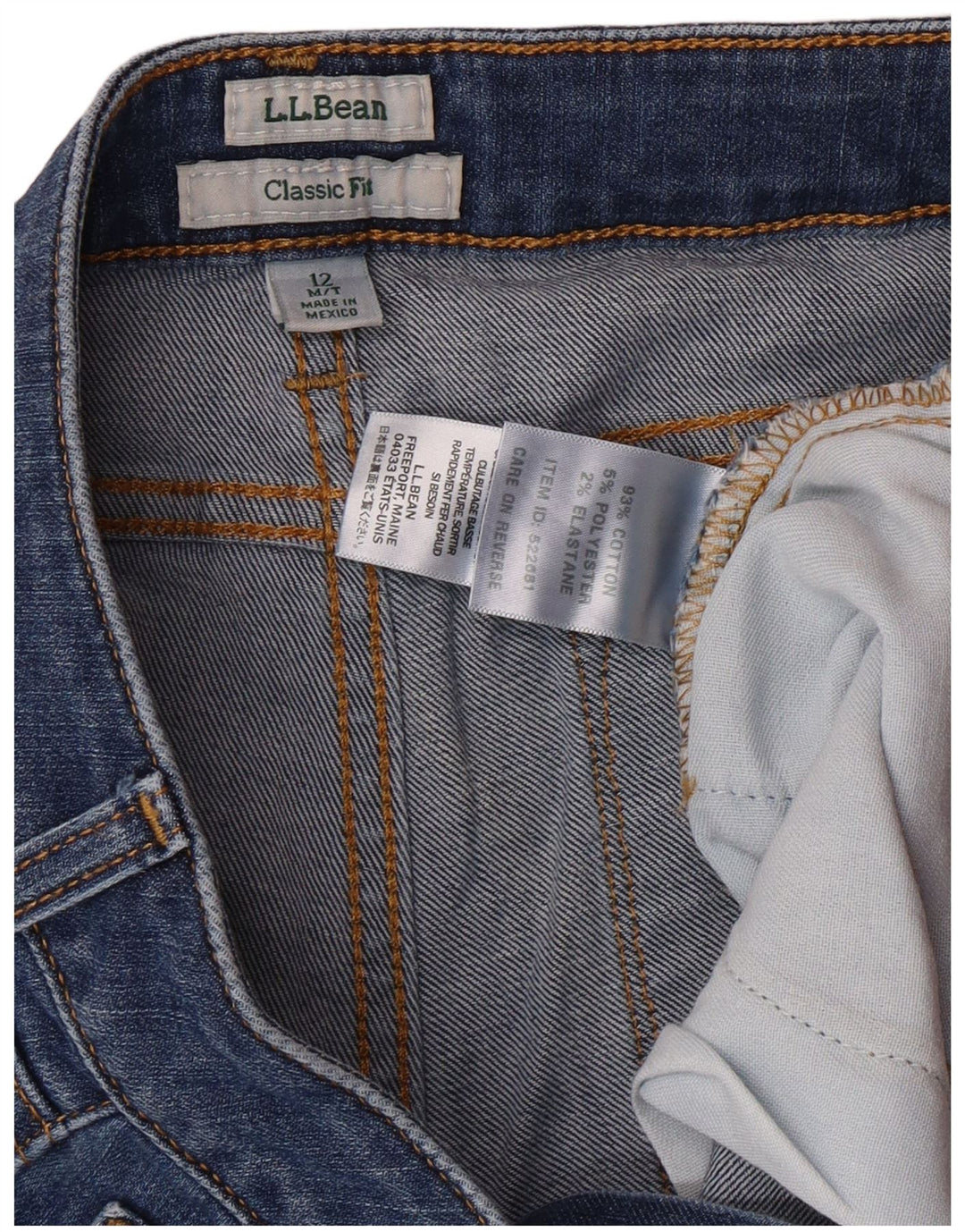 L.L.BEAN Dame Classic Fit Straight Jeans US 12 Large W32 L32 Blå Bomuld