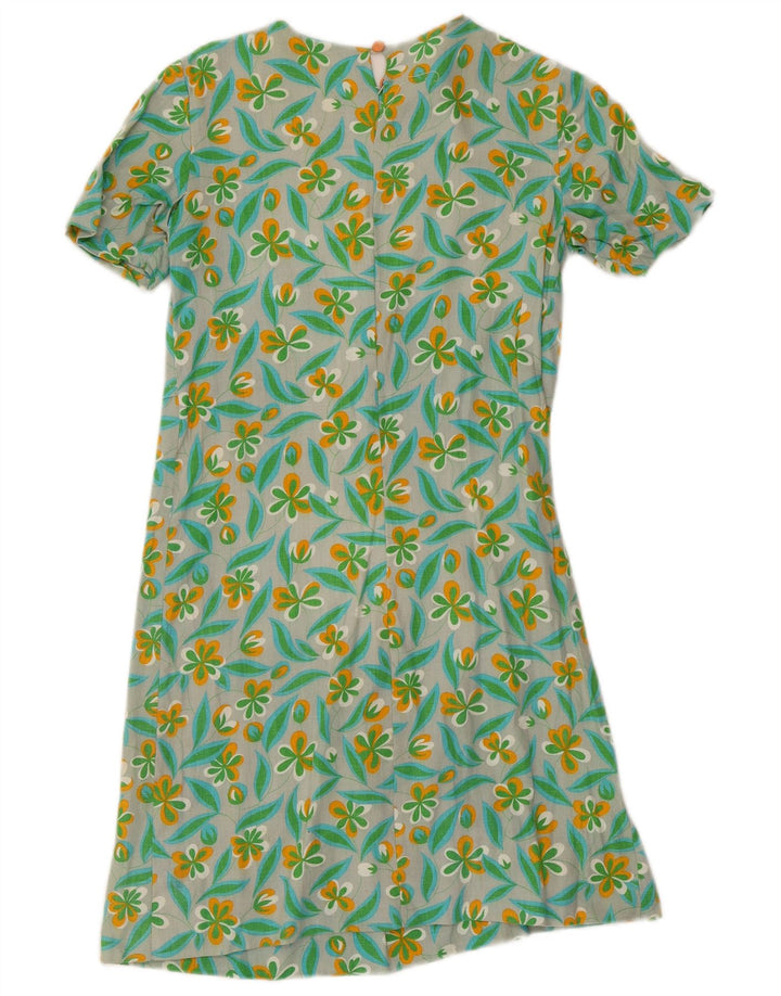 Vintage Dame Shift Dress UK 10 Small Green Floral