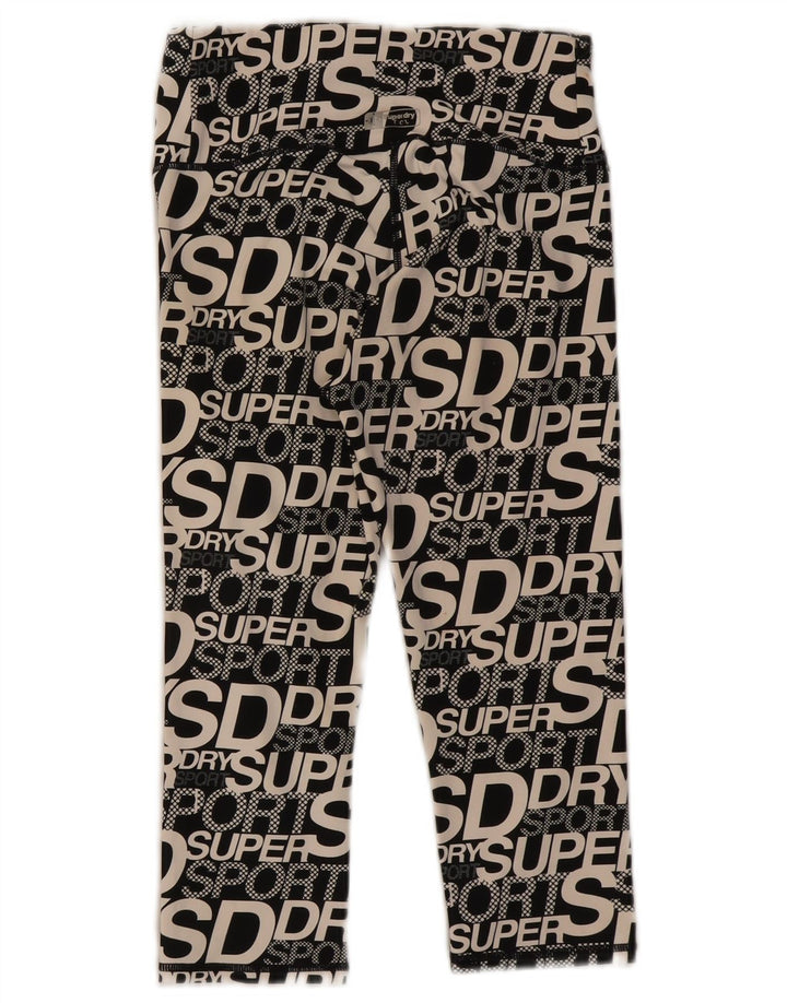 SUPERDRY Womens Graphic Capri Leggings UK 4 XS  Black Polyester