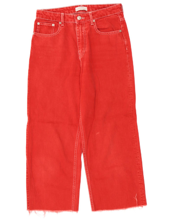 Zara Dame Cropped Jeans EU 36 XS W26 L23 Rød Bomuld